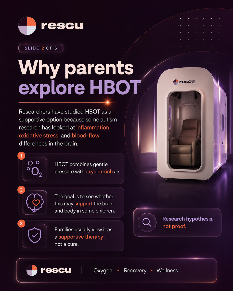 Why parents explore HBOT — researchers have studied inflammation, oxidative stress, and blood-flow differences; a research hypothesis, not proof