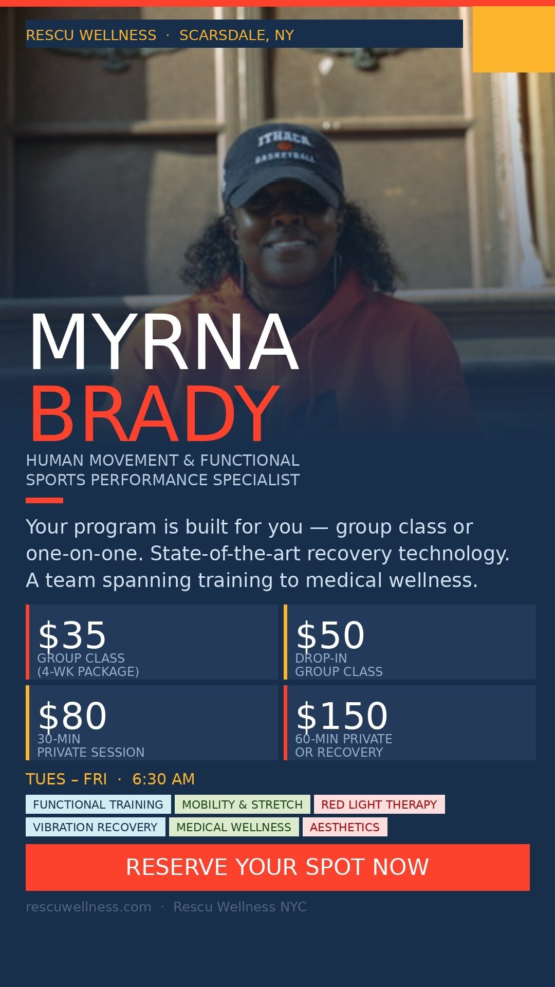 Myrna Brady fitness director at Rescu Wellness Scarsdale NY