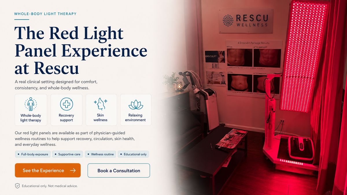 Red light panel session at Rescu Wellness