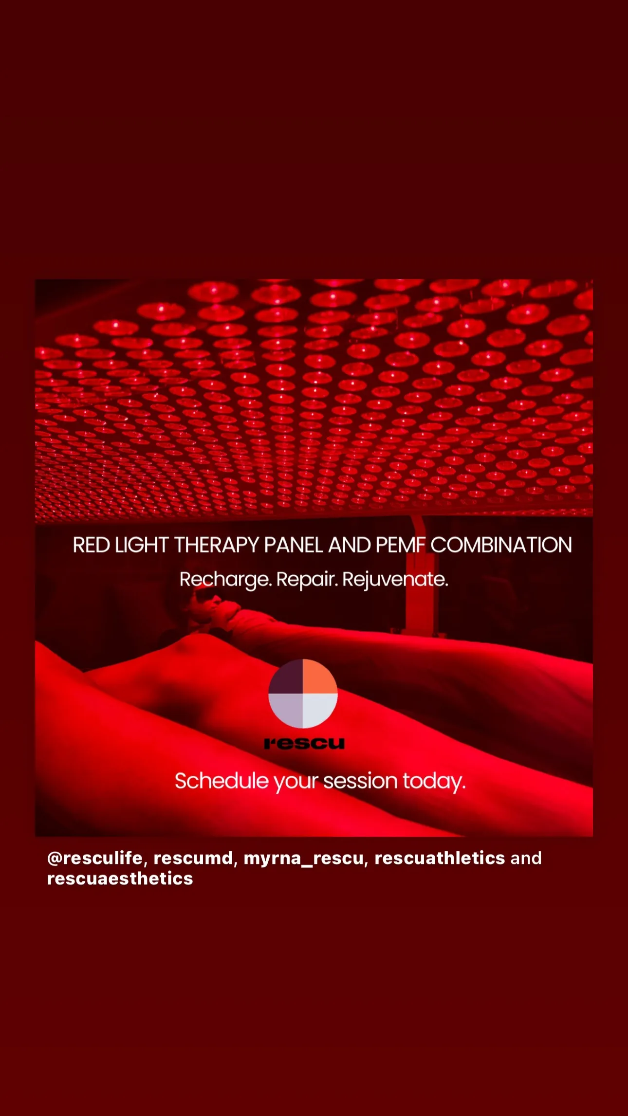 Red light and PEMF therapy at Rescu