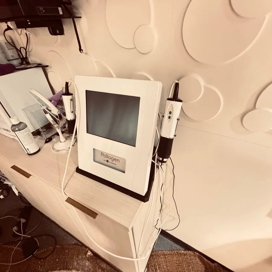 Pollogen by Lumenis aesthetics device on a counter at Rescu