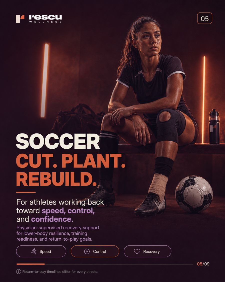 Soccer — cut, plant, rebuild: lower-body resilience and return-to-play support
